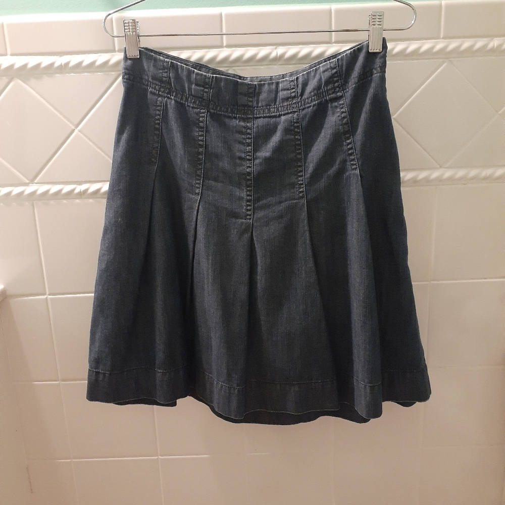 Pleated Denim Skirt
